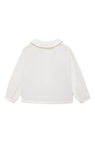Chemise coton tissu plissé - Blanc cassé
