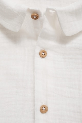 Chemise coton tissu plissé - Blanc cassé