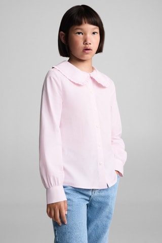Chemise ajourée col Claudine - Rose pastel