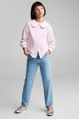 Chemise ajourée col Claudine - Rose pastel