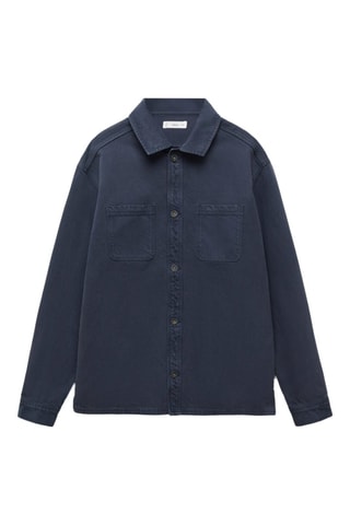 Surchemise coton boutons - Bleu marine