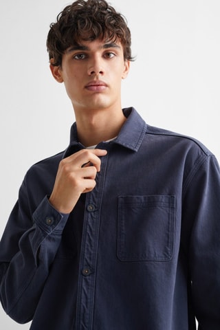 Surchemise coton boutons - Bleu marine