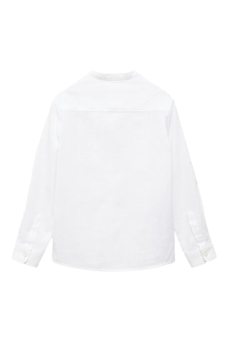 Chemise regular-fit lin col mao - Blanc