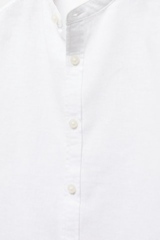 Chemise regular-fit lin col mao - Blanc