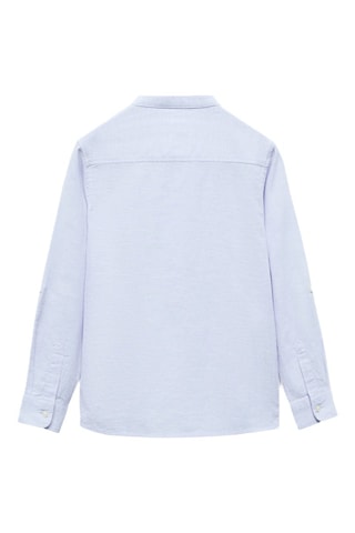 Chemise regular-fit lin col mao - Bleu clair