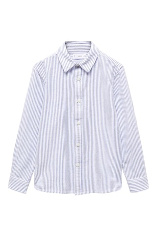 Chemise lin rayée - Bleu électrique