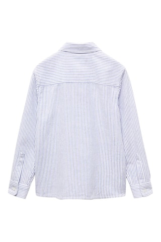 Chemise lin rayée - Bleu électrique