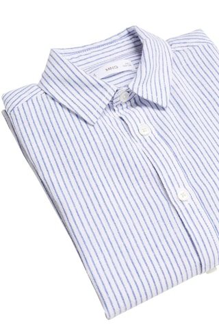 Chemise lin rayée - Bleu électrique
