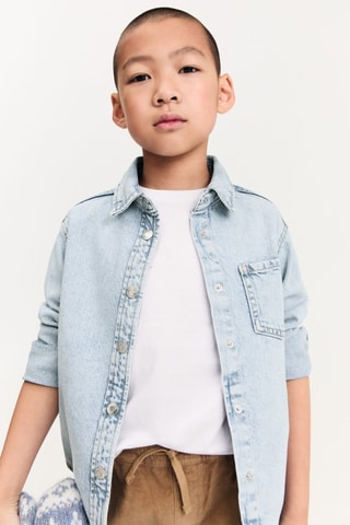 Chemise jean poche - Bleu clair