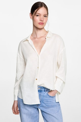 Chemise regular-fit lin - Blanc cassé