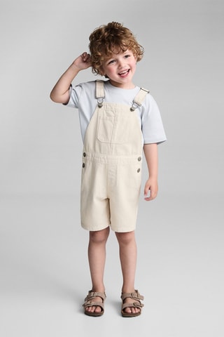 Salopette courte en jean - Beige