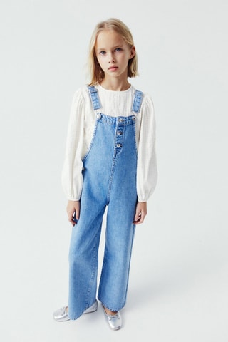 Salopette denim boutons - Bleu clair