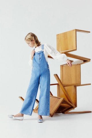 Salopette denim boutons - Bleu clair
