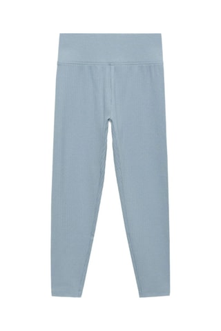 Legging maille côtelée coton - Bleu clair