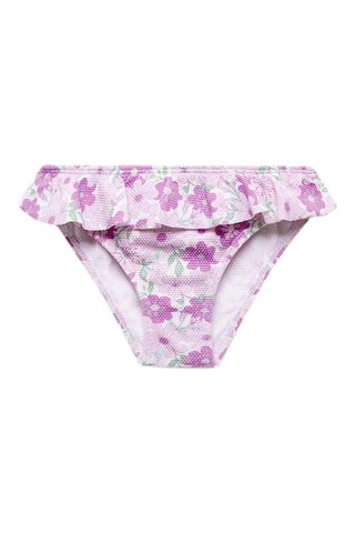 Culotte bikini à fleurs et volant - Lavande