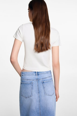 T-shirt détails ajourés - Blanc cassé