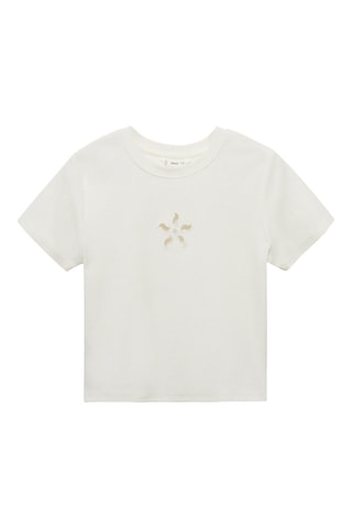 T-shirt détails ajourés - Blanc cassé