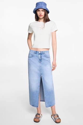 T-shirt détails ajourés - Blanc cassé