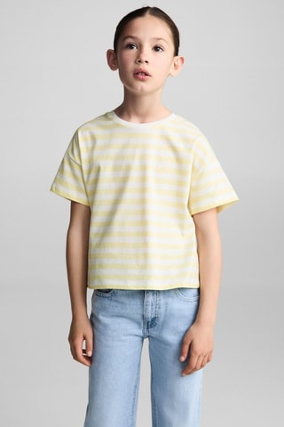 T-shirt coton à rayures - Jaune