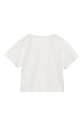 T-shirt coton message brodé - Blanc cassé