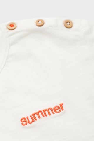 T-shirt coton message brodé - Blanc cassé
