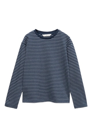 T-shirt manches longues rayures - Bleu nuit