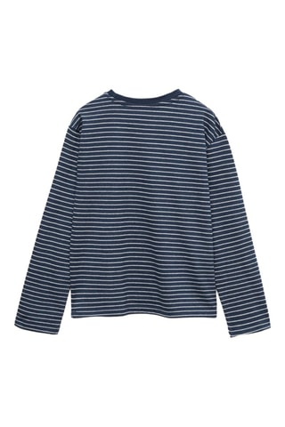T-shirt manches longues rayures - Bleu nuit