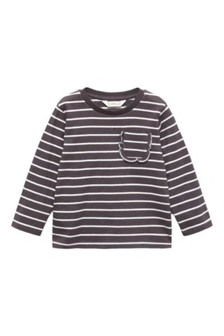 T-shirt manches longues rayures - Anthracite