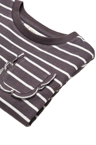 T-shirt manches longues rayures - Anthracite