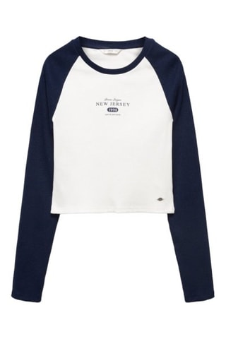 T-shirt côtelé avec un message - Ciel