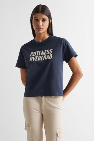 T-shirt message imprimé - Bleu marine