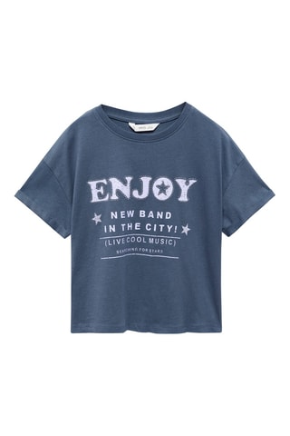 T-shirt message et perles - Bleu