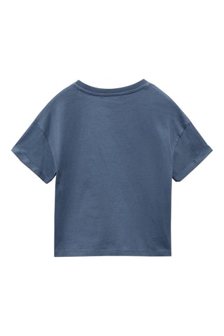T-shirt message et perles - Bleu