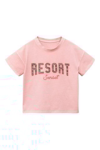 T-shirt message relief - Vieux rose