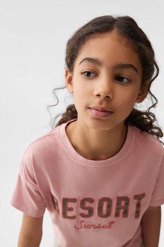 T-shirt message relief - Vieux rose