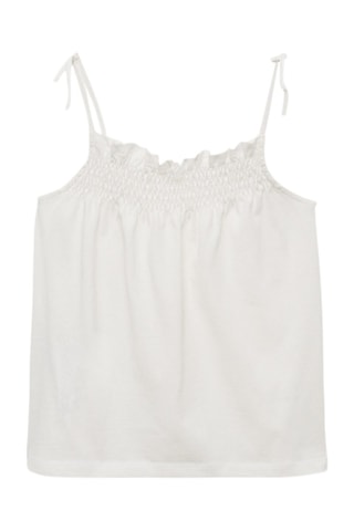 T-shirt col froncé - Blanc cassé