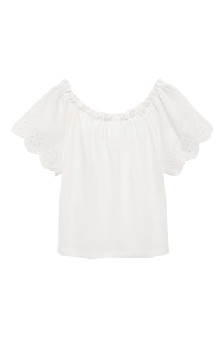 T-shirt détails brodés - Blanc cassé