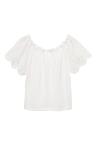 T-shirt détails brodés - Blanc cassé
