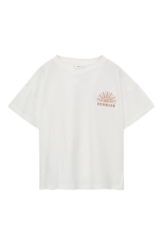 T-shirt message brodé - Blanc cassé