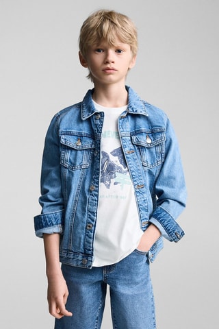 T-shirt coton imprimé - Blanc cassé