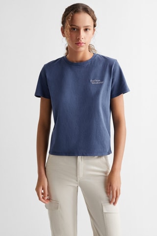 T-shirt message imprimé - Bleu marine