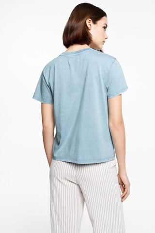T-shirt message brodé - Bleu clair