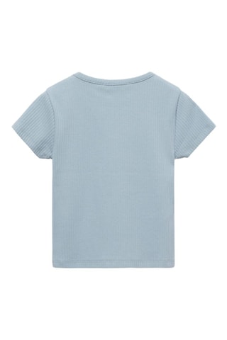 T-shirt coton côtelé - Bleu clair
