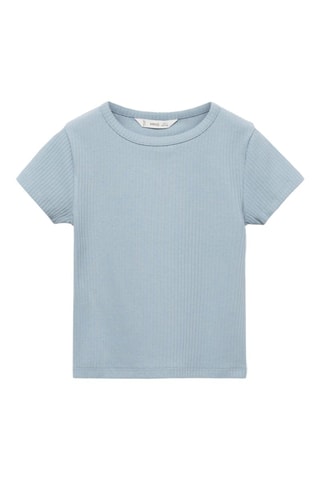 T-shirt coton côtelé - Bleu clair