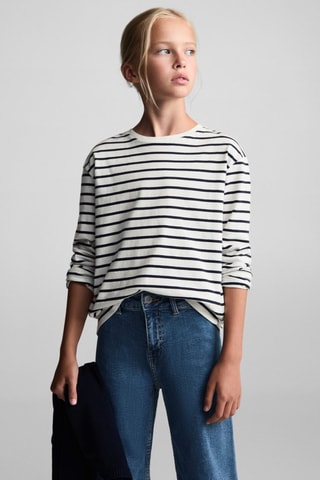 T-shirt coton à rayures - Bleu marine