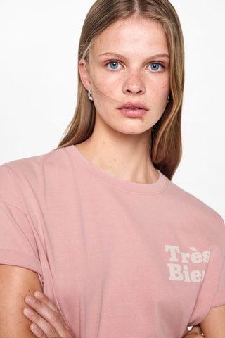 T-shirt en coton imprimé - Rose pâle