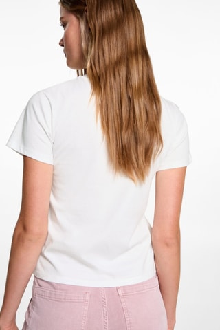 T-shirt coton imprimé - Blanc cassé