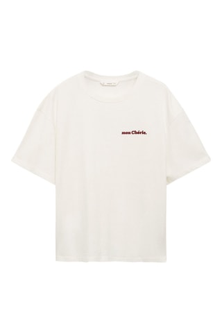 T-shirt coton imprimé - Blanc cassé