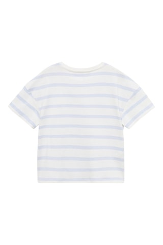 T-shirt coton à rayures - Bleu ciel