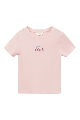 T-shirt imprimé maille côtelée - Rose clair